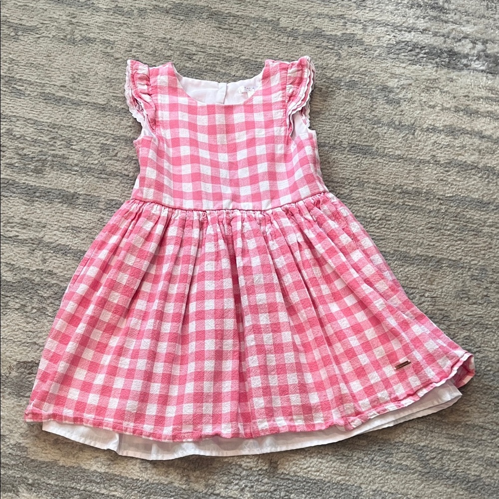 Tahari Pink and White Gingham Sundress